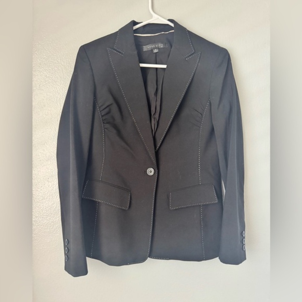Anne Klein Black Women's Blazer with White Stitching 6